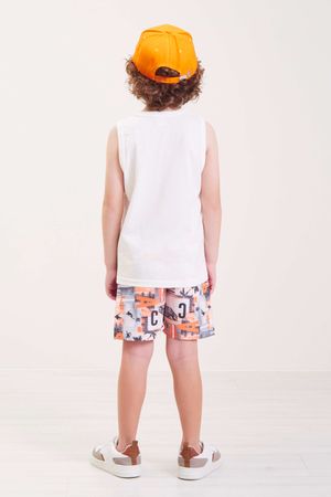 Bermuda Infantil Menino Estampado Elian Laranja