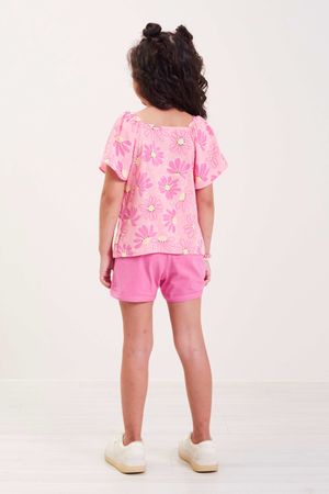 Conjunto Infantil Menina Margaridas Elian Rosa