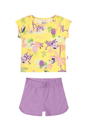 Conjunto Bebê Menina Estampado Elian Amarelo