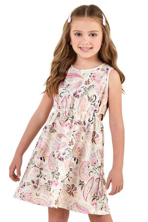 Vestido Infantil Menina Paisley Elian Bege