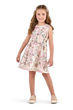 Vestido Infantil Menina Paisley Elian Bege