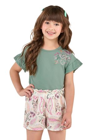 Conjunto Infantil Menina Paisley Elian Verde