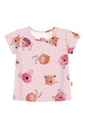 Blusa Infantil Menina Cotton Estampada Elian Rosa