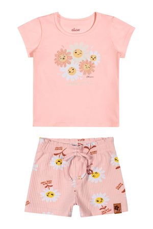 Conjunto Bebê Menina Flores Elian Rosa