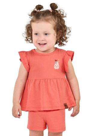 Conjunto Bebê Menina Blusa e Short Elian Rosa