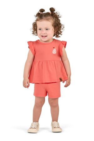 Conjunto Bebê Menina Blusa e Short Elian Rosa