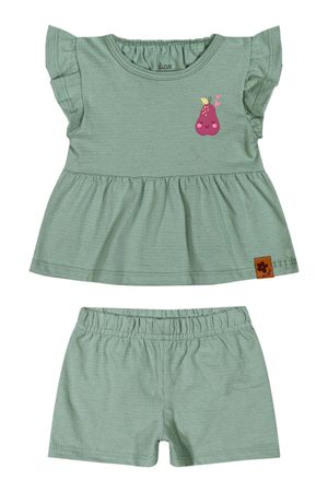 Conjunto Bebê Menina Blusa e Short Elian Verde