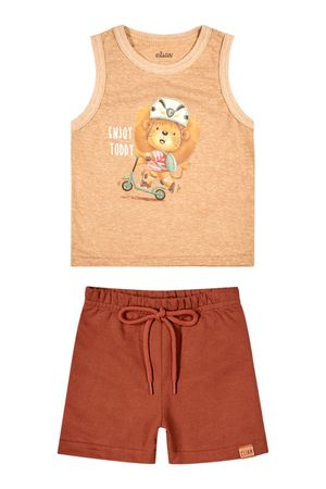 Conjunto Bebê Menino Regata Leão Elian Marrom