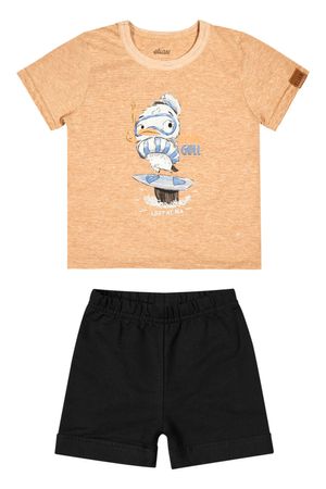 Conjunto Curto Bebê Menino Gaivota Elian Marrom