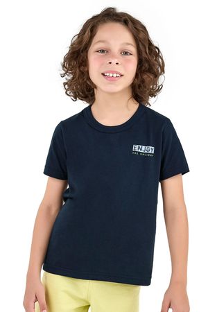Camiseta Infantil Menino Costas Estampada Elian	 Azul