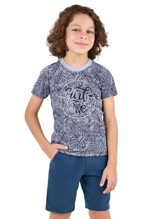 Conjunto Infantil Menino Folhas Elian Azul