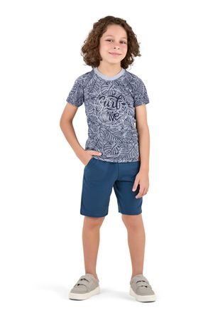 Conjunto Infantil Menino Folhas Elian Azul