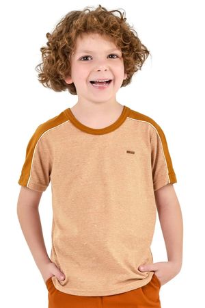 Camiseta Curta Infantil Menino Meia Malha Botonê Elian Marrom