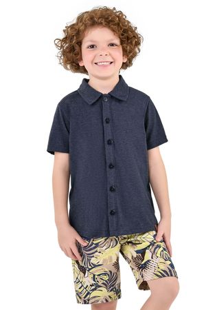 Conjunto Infantil Menino Camisa e Bermuda Elian Azul