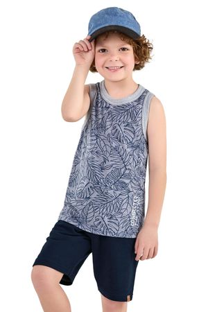 Conjunto Infantil Menino Regata Folhagens Elian Azul