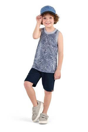 Conjunto Infantil Menino Regata Folhagens Elian Azul