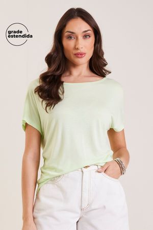Blusa Feminina Básica Ampla Marialícia Verde Claro