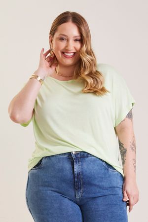 Blusa Feminina Básica Ampla Marialícia Verde Claro