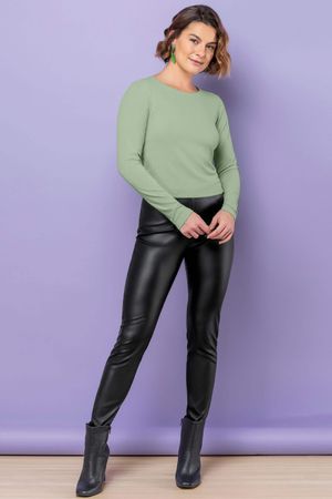 Blusa Feminina Manga Longa Básica Marialícia Verde Claro