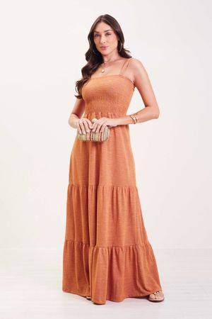 Vestido Longo Com Alças Feminino Marialícia