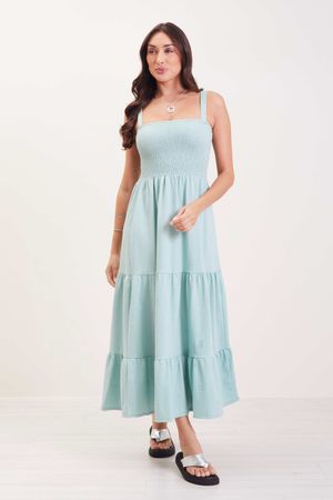 Vestido Longo Com Alças Feminino Marialícia