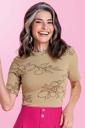 Blusa Feminino Adulto Marialícia Bege