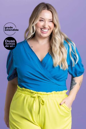 Blusa Feminina com Amarração Marialícia Azul