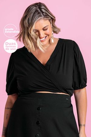 Blusa Feminina com Amarração Marialícia Preto