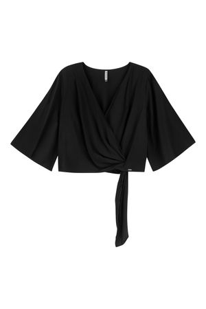 Blusa Feminina com Amarração na Cintura Marialícia Preto