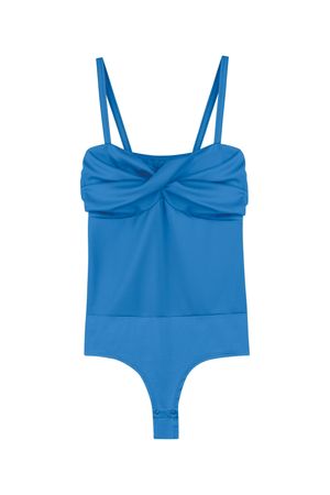 Body Feminino Decote Coração Marialícia Azul