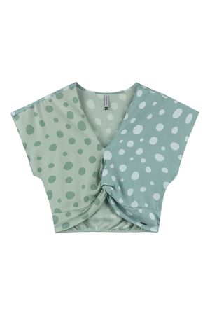 Blusa Feminina Cropped Poá Marialícia Azul
