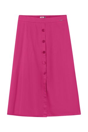 Saia Feminina Midi com Botões Frontais Marialícia Rosa