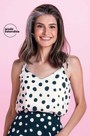 Regata Feminina com Amarração Poá Marialícia Branco