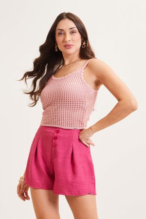 Shorts Feminino Curto Alfaiataria Marialícia Rosa Escuro