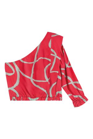 Blusa Feminina Elegante Estampado Conceitual Marialícia Vermelho