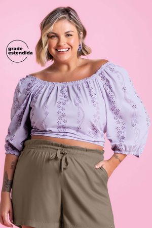 Blusa Feminina Manga Bufante Marialícia Lilás