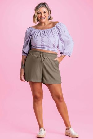 Blusa Feminina Manga Bufante Marialícia Lilás