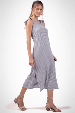 Vestido Feminino Mangas com Babado Marialícia Marinho