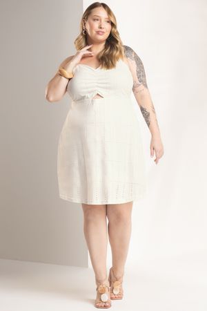 Vestido Feminino Em Algodão Marialícia Bege