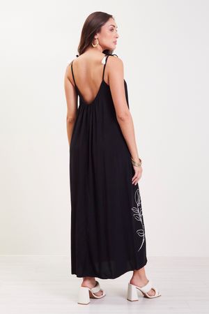 Vestido Feminino Estampo Midi Marialícia Preto