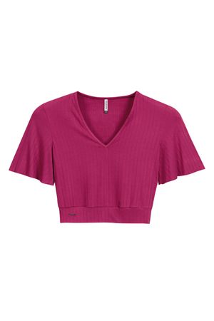 Blusa Feminina Em Canelado Marialícia Rosa