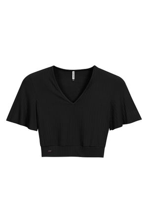 Blusa Feminina Em Canelado Marialícia Preto