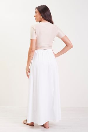 Blusa Feminina Com Amarração Frontal Marialícia Bege