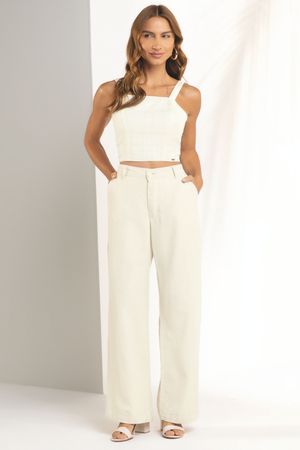 Cropped Feminino Alça Grossa Marialícia Bege