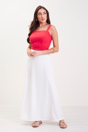 Blusa Cropped Estampada Marialícia Vermelho