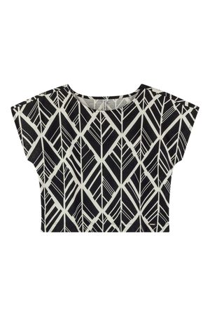 Blusa Feminina Estampado Geométrico Marialícia Preto