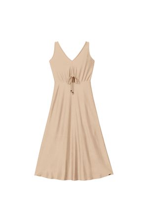 Vestido Feminino Cintura Ajustável Marialícia Bege