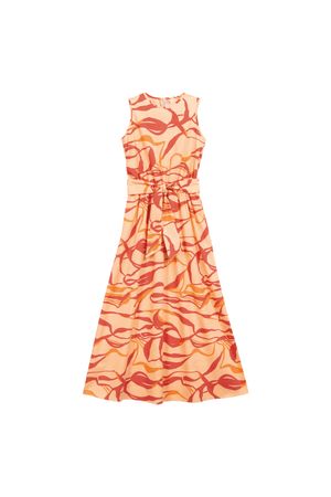 Vestido Feminino Longo Abstrato Marialícia Laranja