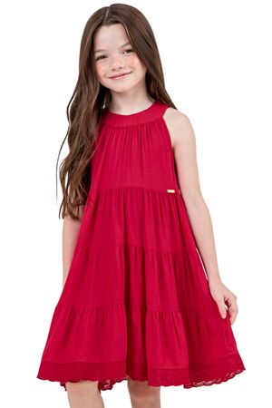 Vestido Infantil Menina Rodado Casual Colorittá Vermelho