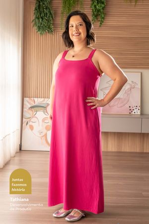 Vestido Feminino Midi Trapézio Marialícia Rosa